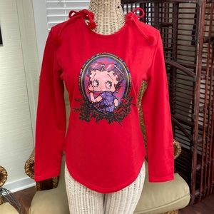 Betty Boop long sleeve shirt with pom pom ties